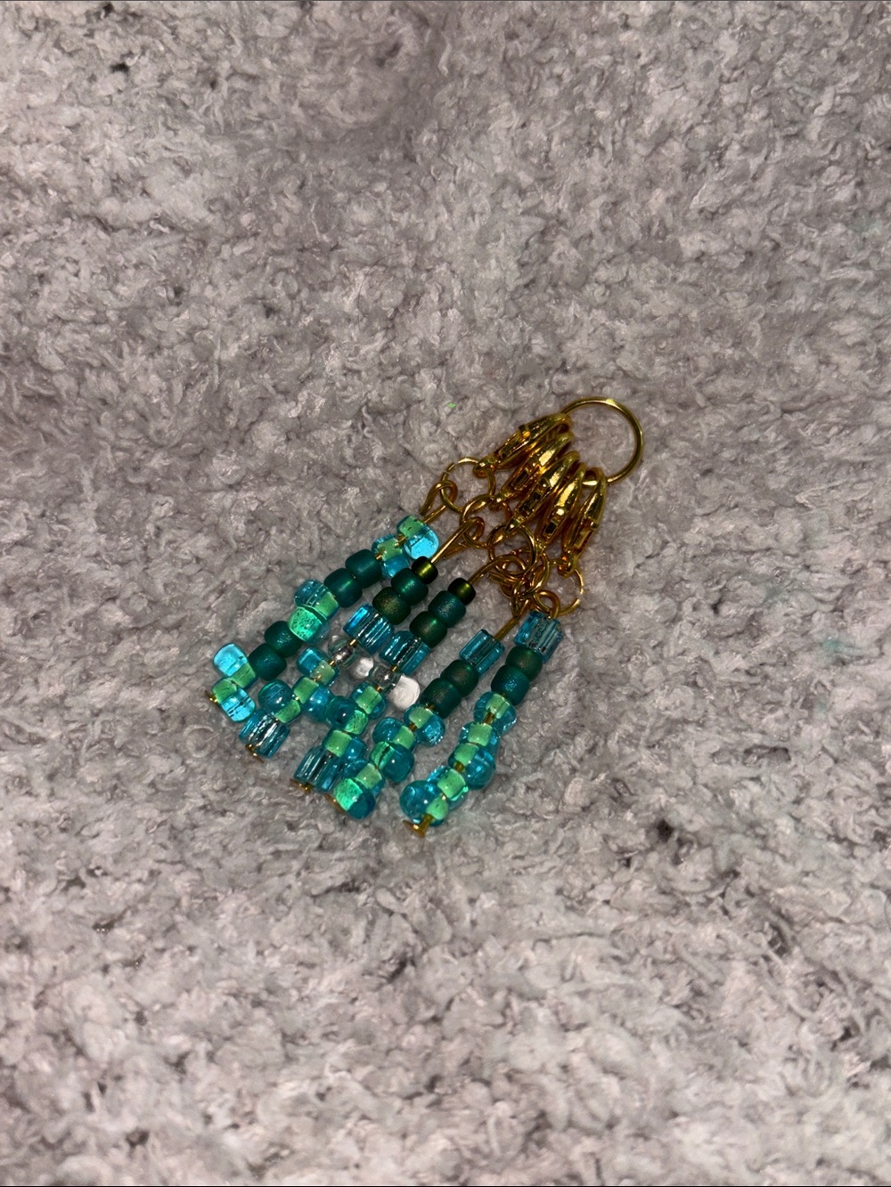 Gold and Blue Beaded stitchmarkers  (handmade)